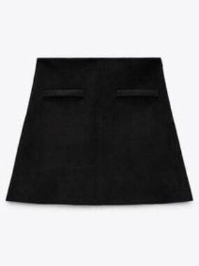 ZARA Women's Black Faux Suede Short Mini Party Skirt XS NWOT